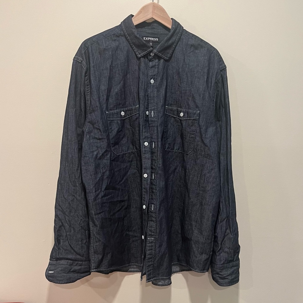 Express Mens Denim button up. Brand new with Tag